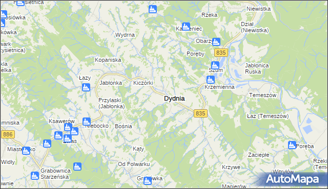 mapa Dydnia, Dydnia na mapie Targeo