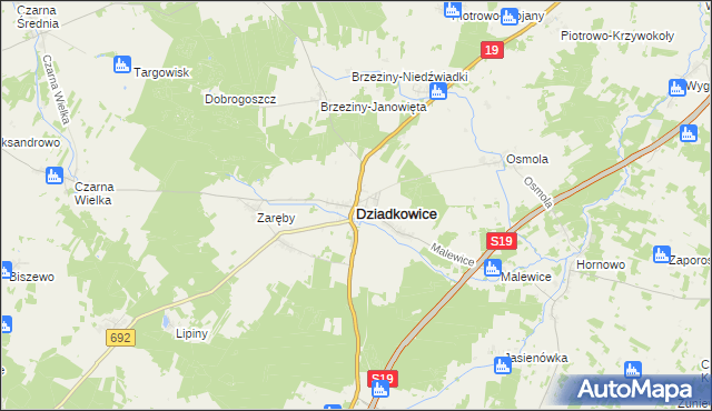 mapa Dziadkowice powiat siemiatycki, Dziadkowice powiat siemiatycki na mapie Targeo