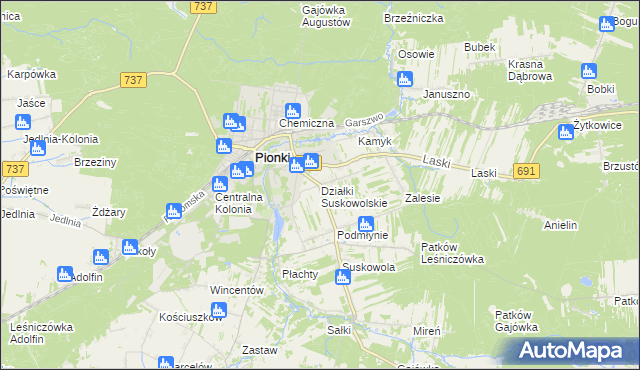 mapa Działki Suskowolskie, Działki Suskowolskie na mapie Targeo