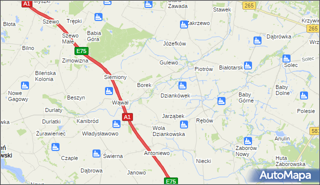 mapa Dziankówek, Dziankówek na mapie Targeo