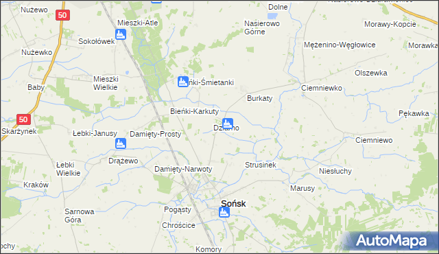 mapa Dziarno gmina Sońsk, Dziarno gmina Sońsk na mapie Targeo