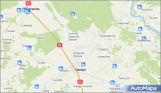 mapa Dzięcioły Dalsze, Dzięcioły Dalsze na mapie Targeo