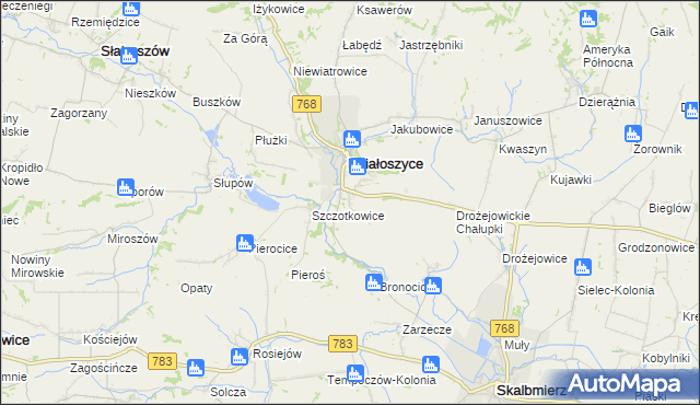 mapa Dziekanowice gmina Działoszyce, Dziekanowice gmina Działoszyce na mapie Targeo