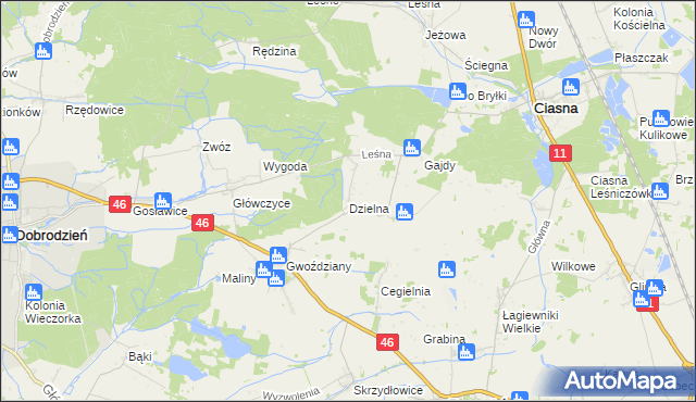 mapa Dzielna gmina Ciasna, Dzielna gmina Ciasna na mapie Targeo