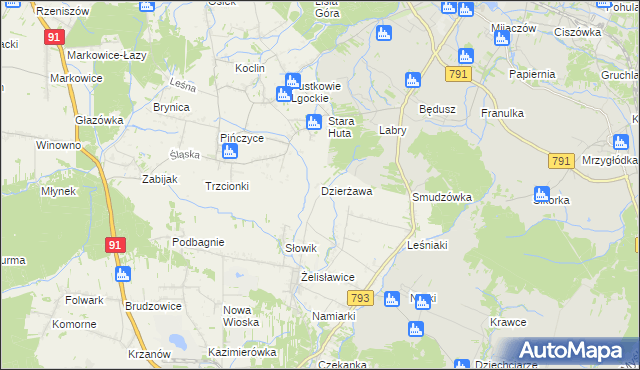 mapa Dzierżawa, Dzierżawa na mapie Targeo