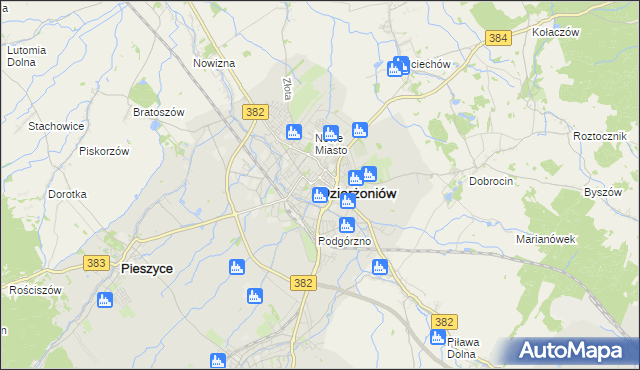 mapa Dzierżoniów, Dzierżoniów na mapie Targeo