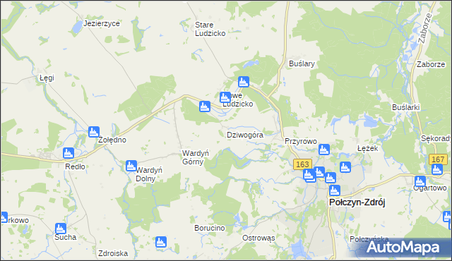 mapa Dziwogóra, Dziwogóra na mapie Targeo