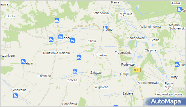 mapa Elżbietów gmina Michów, Elżbietów gmina Michów na mapie Targeo