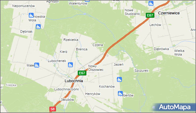 mapa Emilianów gmina Lubochnia, Emilianów gmina Lubochnia na mapie Targeo