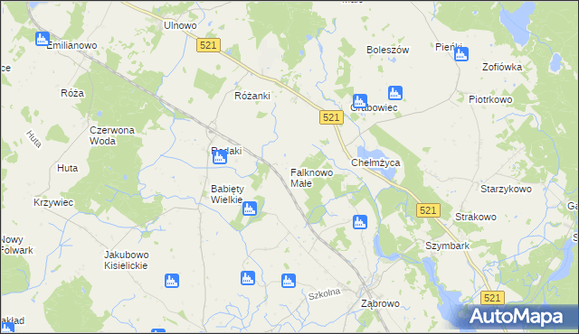 mapa Falknowo Małe, Falknowo Małe na mapie Targeo