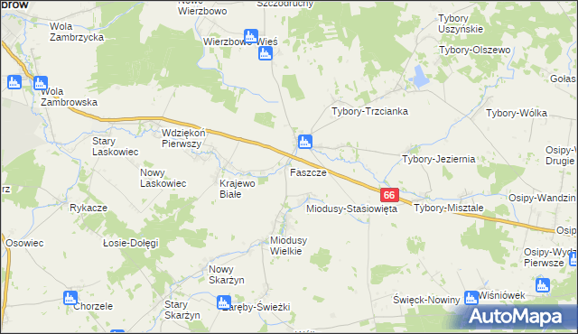 mapa Faszcze gmina Wysokie Mazowieckie, Faszcze gmina Wysokie Mazowieckie na mapie Targeo