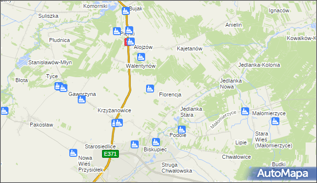 mapa Florencja gmina Iłża, Florencja gmina Iłża na mapie Targeo