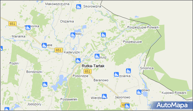 mapa Folusz gmina Rutka-Tartak, Folusz gmina Rutka-Tartak na mapie Targeo