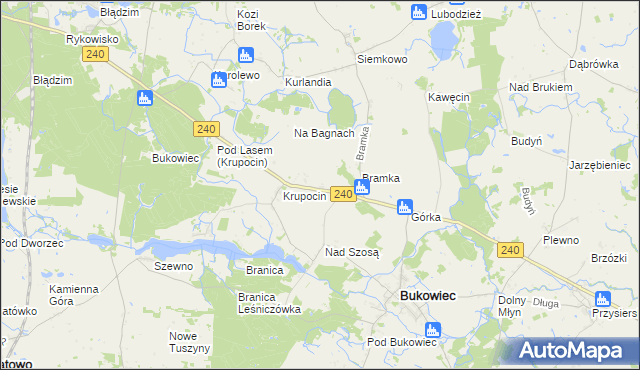 mapa Franciszkowo gmina Bukowiec, Franciszkowo gmina Bukowiec na mapie Targeo