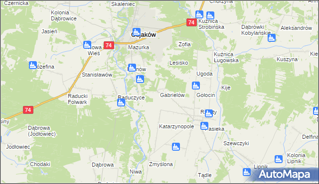 mapa Gabrielów gmina Osjaków, Gabrielów gmina Osjaków na mapie Targeo