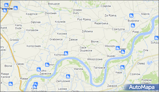 mapa Gace Słupieckie, Gace Słupieckie na mapie Targeo