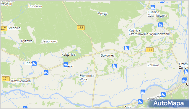 mapa Gajewo gmina Czarnków, Gajewo gmina Czarnków na mapie Targeo