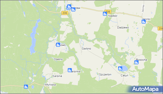 mapa Garbno gmina Polanów, Garbno gmina Polanów na mapie Targeo