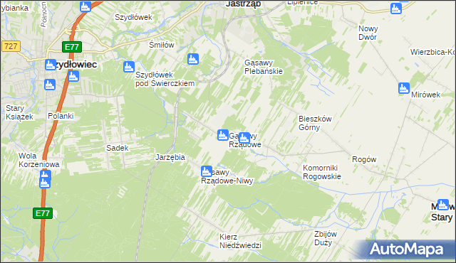 mapa Gąsawy Rządowe, Gąsawy Rządowe na mapie Targeo