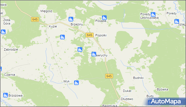 mapa Gawrychy, Gawrychy na mapie Targeo