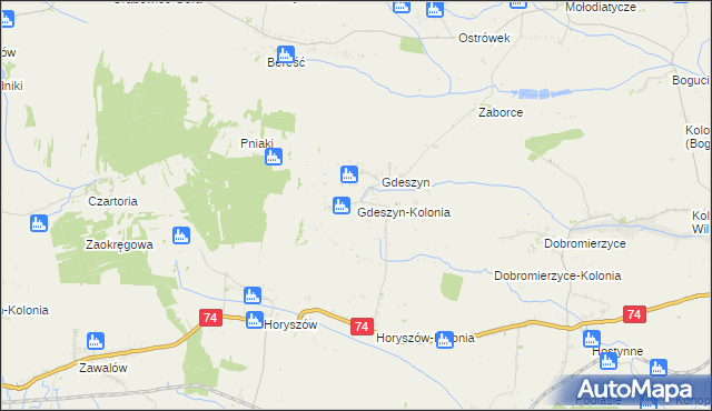 mapa Gdeszyn-Kolonia, Gdeszyn-Kolonia na mapie Targeo