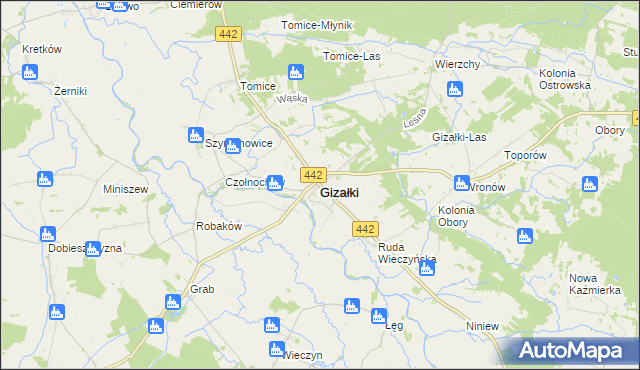 mapa Gizałki, Gizałki na mapie Targeo