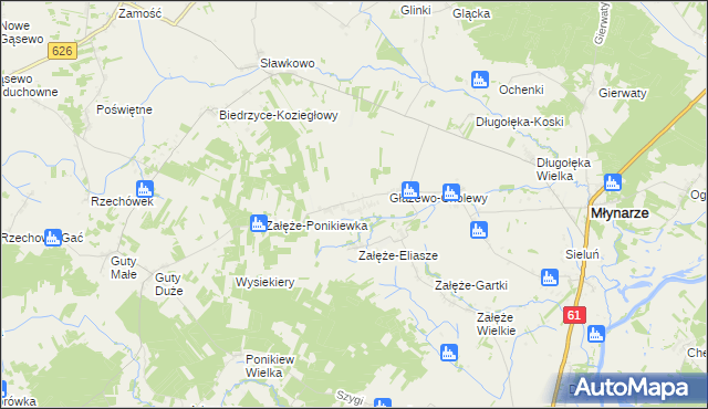 mapa Głażewo-Święszki, Głażewo-Święszki na mapie Targeo