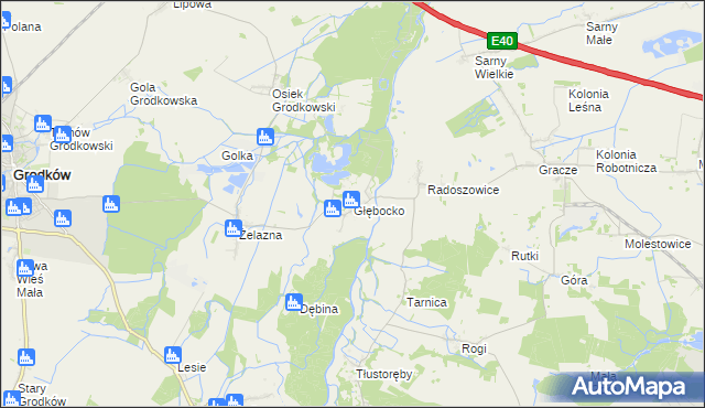 mapa Głębocko gmina Grodków, Głębocko gmina Grodków na mapie Targeo