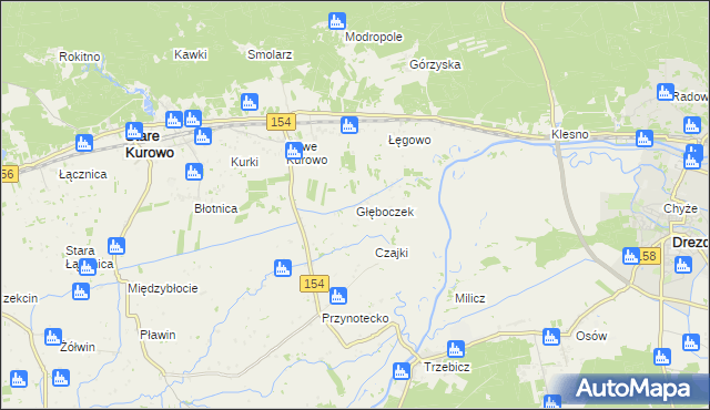 mapa Głęboczek gmina Stare Kurowo, Głęboczek gmina Stare Kurowo na mapie Targeo