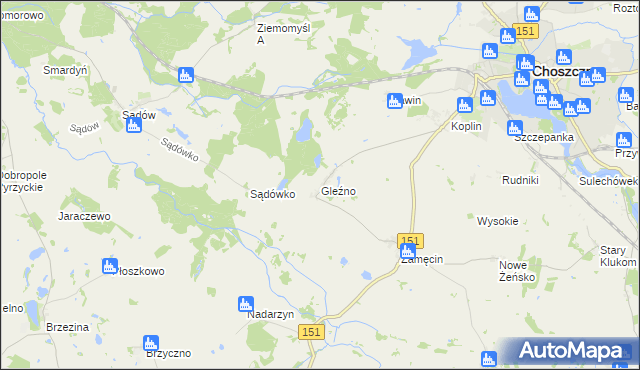 mapa Gleźno, Gleźno na mapie Targeo