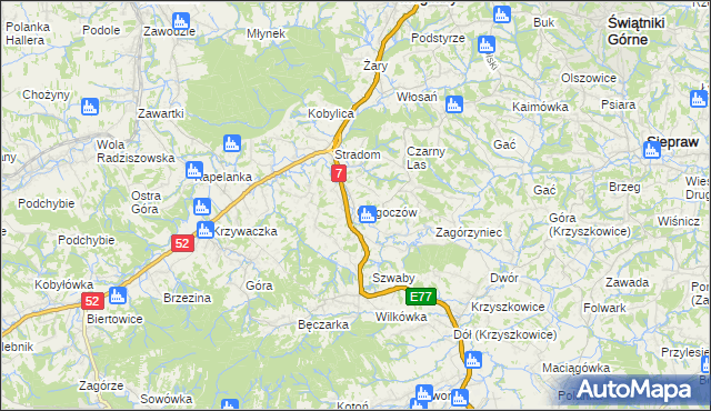 mapa Głogoczów, Głogoczów na mapie Targeo