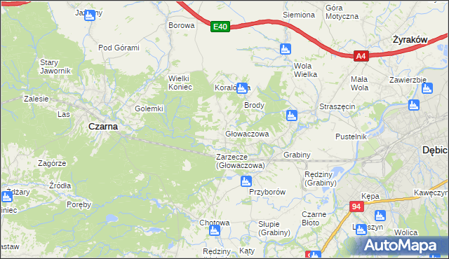 mapa Głowaczowa, Głowaczowa na mapie Targeo