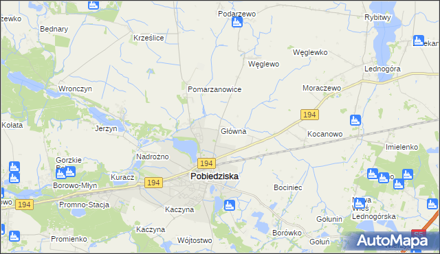 mapa Główna gmina Pobiedziska, Główna gmina Pobiedziska na mapie Targeo