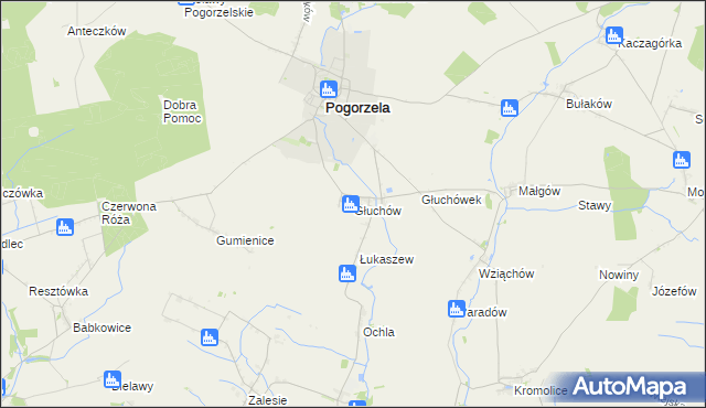 mapa Głuchów gmina Pogorzela, Głuchów gmina Pogorzela na mapie Targeo