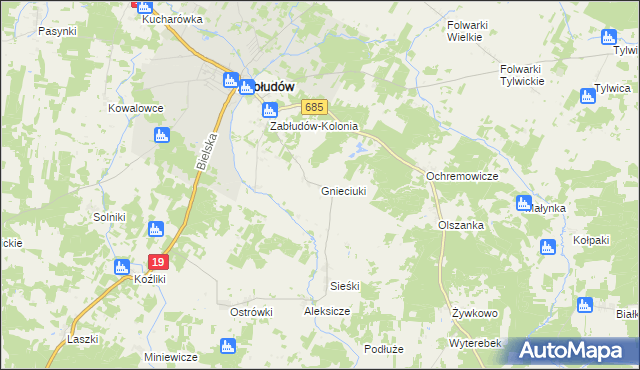 mapa Gnieciuki, Gnieciuki na mapie Targeo