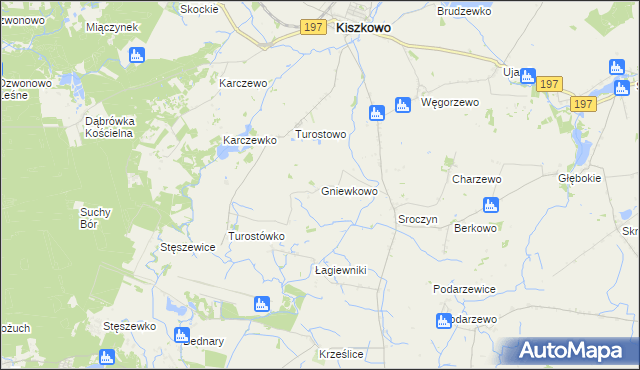 mapa Gniewkowo gmina Kiszkowo, Gniewkowo gmina Kiszkowo na mapie Targeo