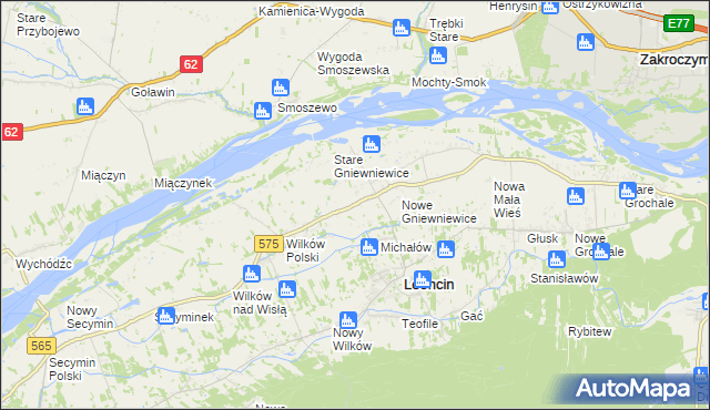 mapa Gniewniewice Folwarczne, Gniewniewice Folwarczne na mapie Targeo