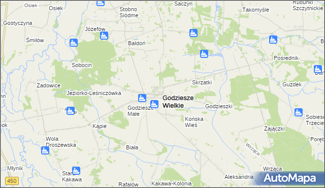 mapa Godziesze Wielkie, Godziesze Wielkie na mapie Targeo
