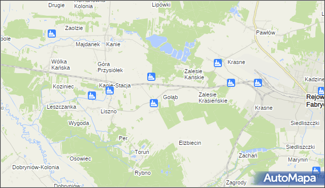 mapa Gołąb gmina Rejowiec Fabryczny, Gołąb gmina Rejowiec Fabryczny na mapie Targeo