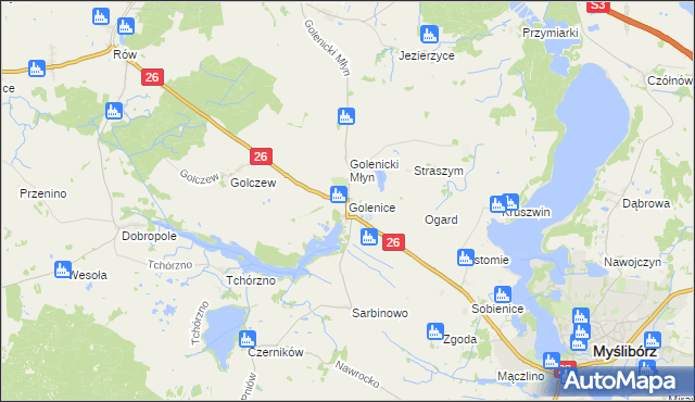 mapa Golenice, Golenice na mapie Targeo