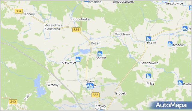 mapa Golina gmina Wołów, Golina gmina Wołów na mapie Targeo