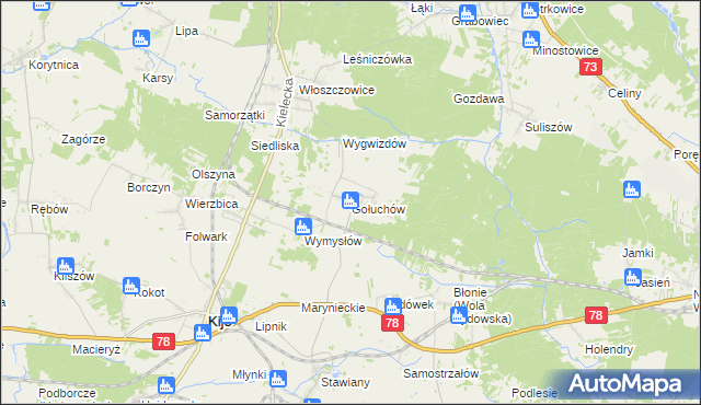 mapa Gołuchów gmina Kije, Gołuchów gmina Kije na mapie Targeo