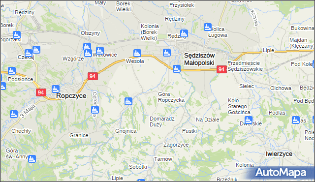 mapa Góra Ropczycka, Góra Ropczycka na mapie Targeo