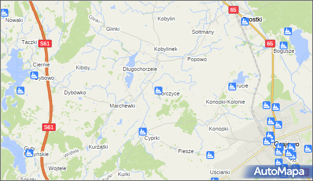 mapa Gorczyce gmina Prostki, Gorczyce gmina Prostki na mapie Targeo