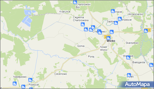 mapa Górka gmina Wicko, Górka gmina Wicko na mapie Targeo