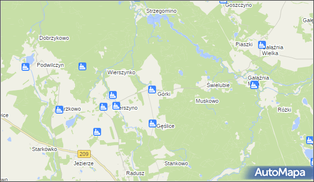 mapa Górki gmina Kołczygłowy, Górki gmina Kołczygłowy na mapie Targeo