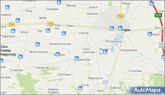 mapa Górki Łubnickie, Górki Łubnickie na mapie Targeo