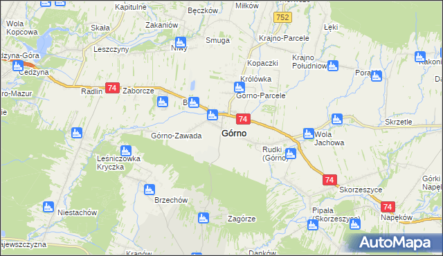 mapa Górno powiat kielecki, Górno powiat kielecki na mapie Targeo
