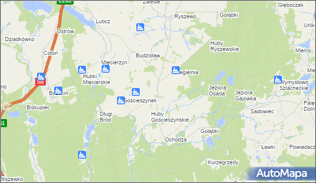 mapa Gościeszyn gmina Rogowo, Gościeszyn gmina Rogowo na mapie Targeo