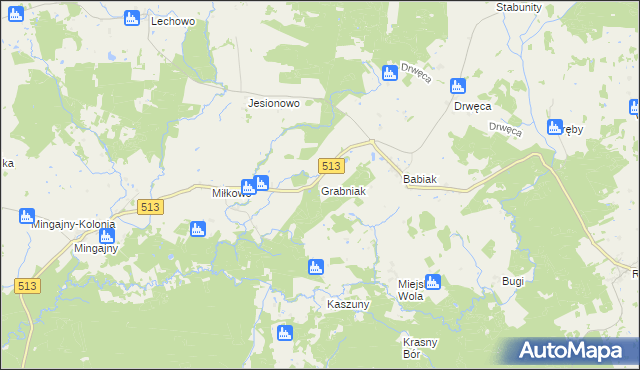 mapa Grabniak gmina Lidzbark Warmiński, Grabniak gmina Lidzbark Warmiński na mapie Targeo